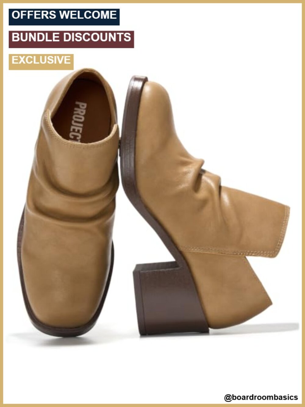 Genuine Leather Slouch Ankle Boots Block Heel Women's